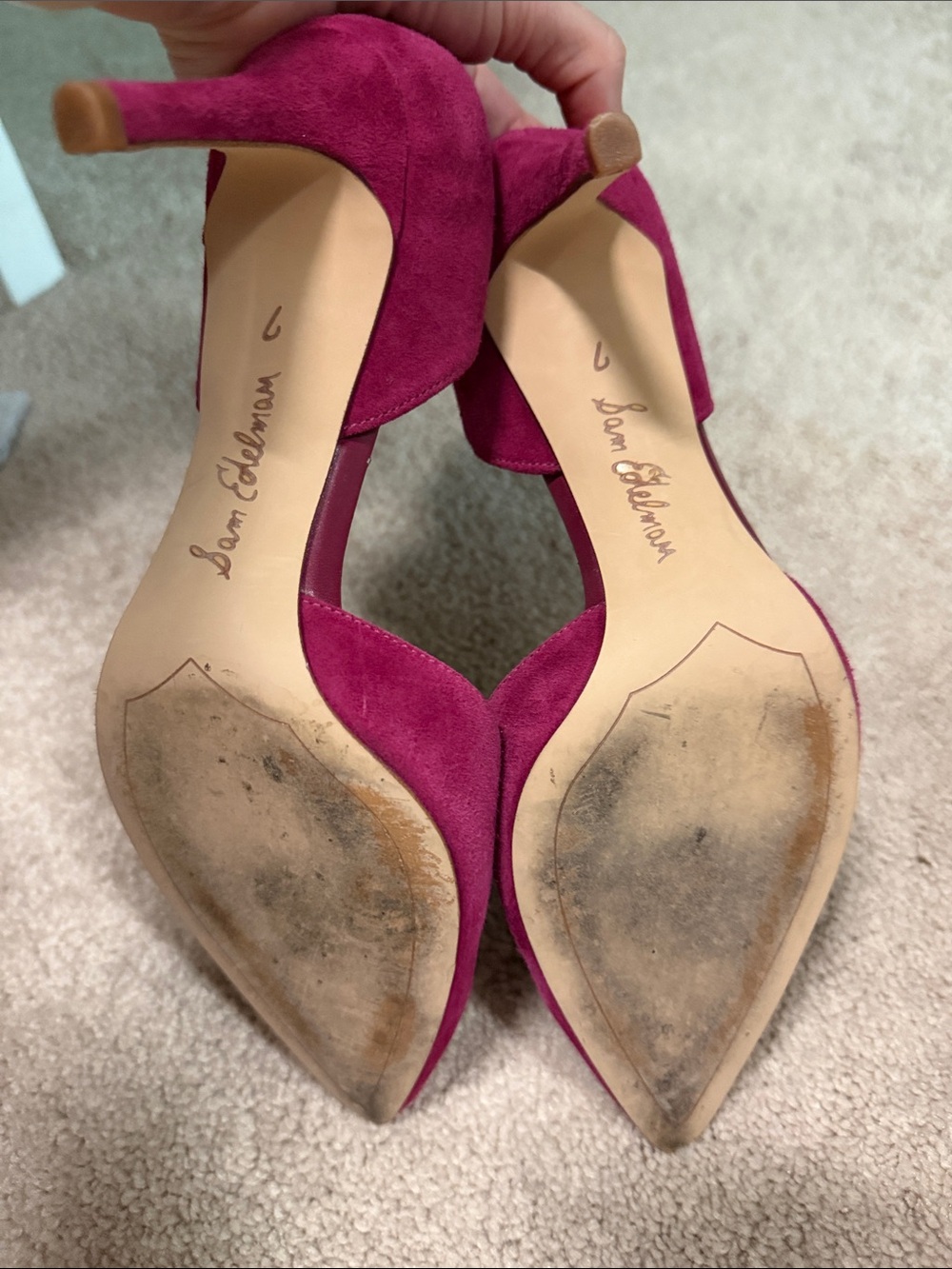 Sam Edelman Magenta Suede Pointed D'Orsay Heels - Picture 4 of 4